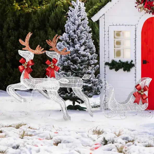 Festive Reindeer & Sleigh LED Set
