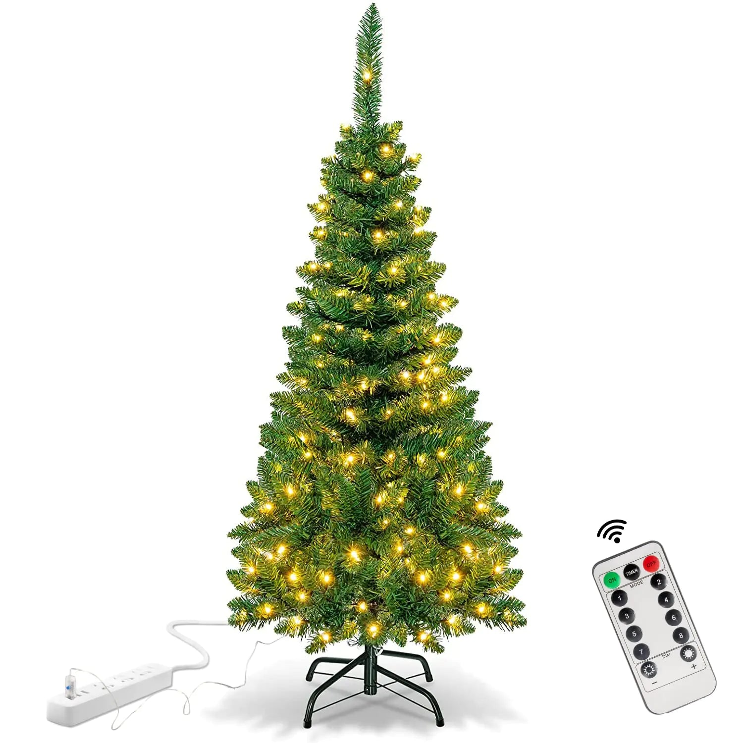4.5 Ft Compact LED Christmas Tree - 120 Lights, 350 Tips & Remote