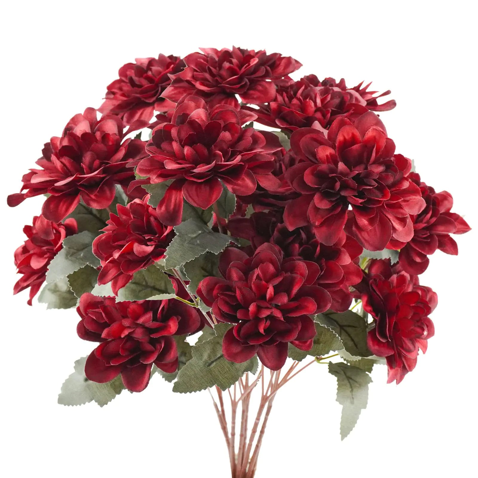 Burgundy Silk Daisy Mums 6PC Set for Weddings & Decor