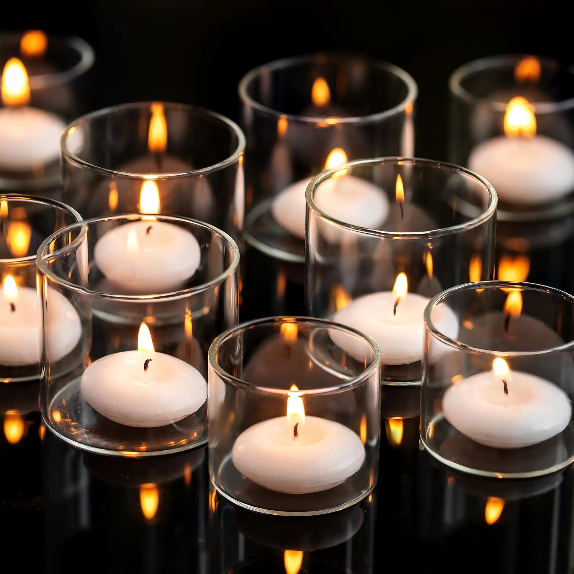 Clear Glass Tealight Holders - 48 ct Bulk Wedding & Party Votives