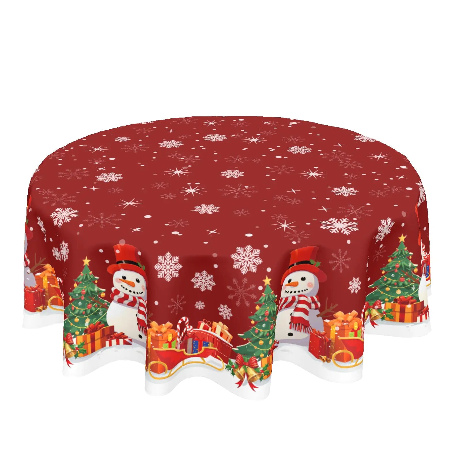 Snowman Snowflake 60" Round Christmas Tablecloth