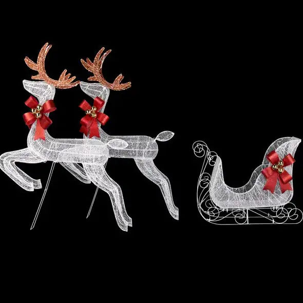 Festive Reindeer & Sleigh LED Set