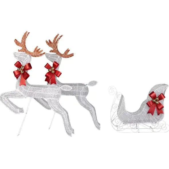 Festive Reindeer & Sleigh LED Set
