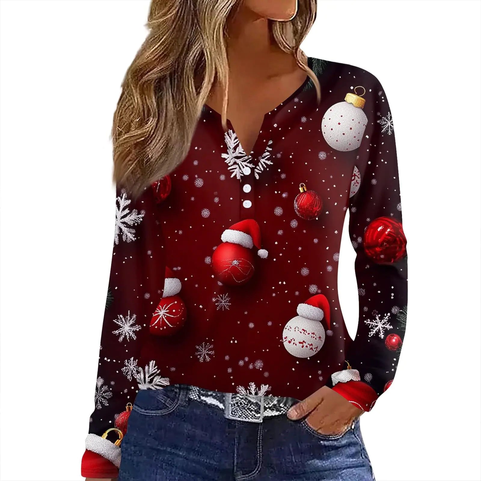 Trendy 2024 Christmas Tunic Tops for Women Plus Size