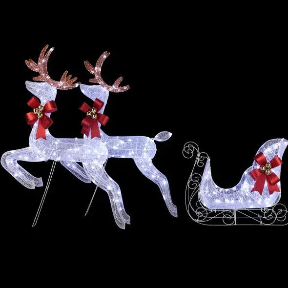 Festive Reindeer & Sleigh LED Set